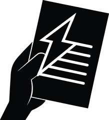 Hand holding document silhouette vector illustration