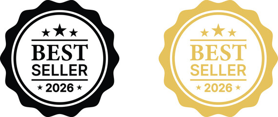 Best seller award badges black and gold vector illustration