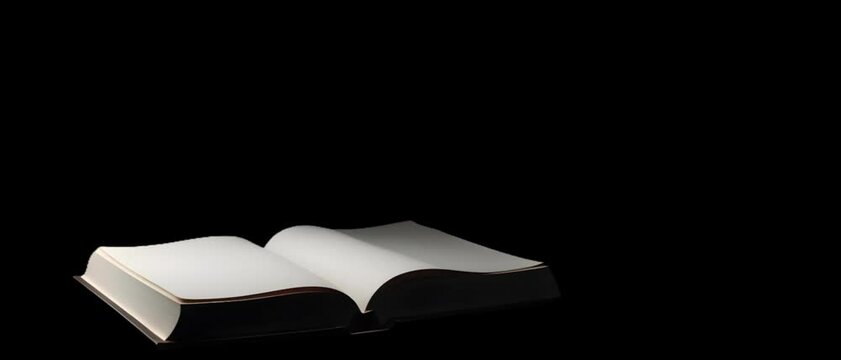 open book on black background