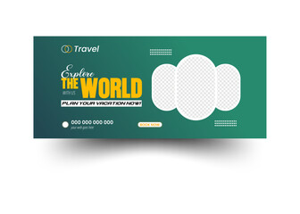 Travel agent and tourism square banner or social media Facebook cover template Design. Facebook cover design template. 