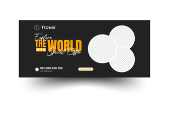 Travel agent and tourism square banner or social media Facebook cover template Design. Facebook cover design template. 