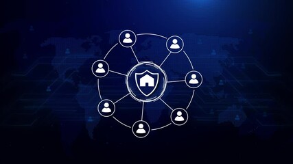  pressing button shield virus security house home online icon ,Animation of lines and dots connecting people. Global network connections and social networking concept - Powered by Adobe