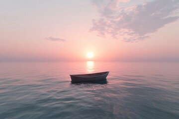 Naklejka premium Calm ocean with a boat on horizon