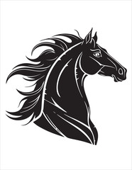 Elegant Horse Silhouette Vector – Black and White Stallion Illustrations, Equestrian Clipart & Galloping Horse Graphics
