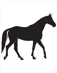 Elegant Horse Silhouette Vector – Black and White Stallion Illustrations, Equestrian Clipart & Galloping Horse Graphics