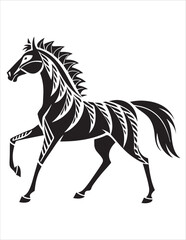 Elegant Horse Silhouette Vector – Black and White Stallion Illustrations, Equestrian Clipart & Galloping Horse Graphics