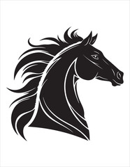 Elegant Horse Silhouette Vector – Black and White Stallion Illustrations, Equestrian Clipart & Galloping Horse Graphics