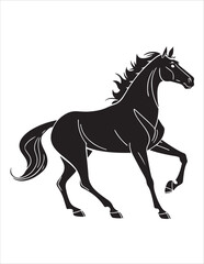 Elegant Horse Silhouette Vector – Black and White Stallion Illustrations, Equestrian Clipart & Galloping Horse Graphics