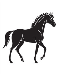 Elegant Horse Silhouette Vector – Black and White Stallion Illustrations, Equestrian Clipart & Galloping Horse Graphics