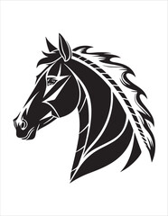 Elegant Horse Silhouette Vector – Black and White Stallion Illustrations, Equestrian Clipart & Galloping Horse Graphics