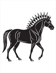 Elegant Horse Silhouette Vector – Black and White Stallion Illustrations, Equestrian Clipart & Galloping Horse Graphics