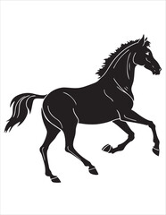 Elegant Horse Silhouette Vector – Black and White Stallion Illustrations, Equestrian Clipart & Galloping Horse Graphics