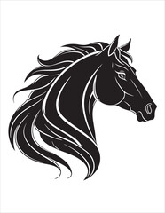 Elegant Horse Silhouette Vector – Black and White Stallion Illustrations, Equestrian Clipart & Galloping Horse Graphics