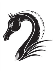 Elegant Horse Silhouette Vector – Black and White Stallion Illustrations, Equestrian Clipart & Galloping Horse Graphics