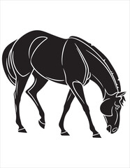 Elegant Horse Silhouette Vector – Black and White Stallion Illustrations, Equestrian Clipart & Galloping Horse Graphics