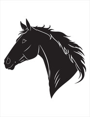 Elegant Horse Silhouette Vector – Black and White Stallion Illustrations, Equestrian Clipart & Galloping Horse Graphics