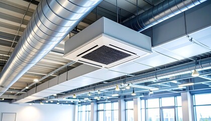 Ceiling HVAC system with industrial building.