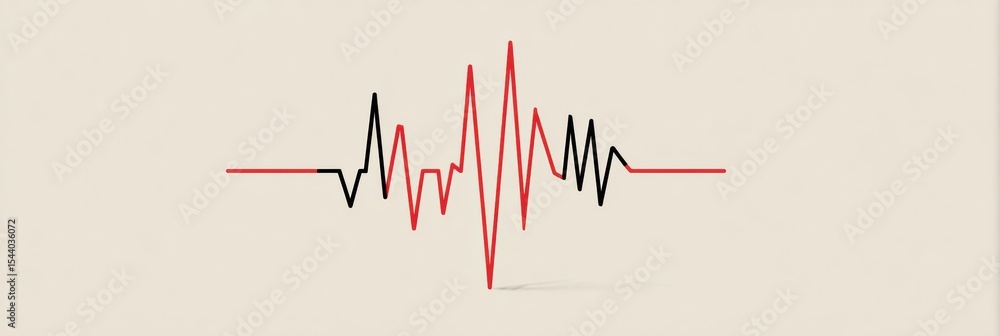 Fototapete Tension Line Graph Illustrating Risk With Red Spikes and Minimal Top Margin Representing Volatility in Data Visualization