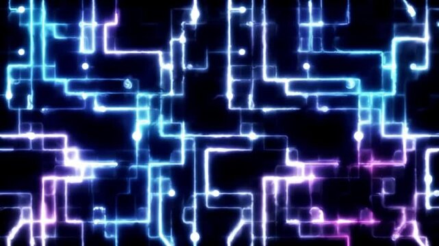 Interconnected Energy Pathways: A radiant display of luminescent lines, interweaving and illuminating a vibrant digital network, illustrating the intricate world of technology and connectivity.