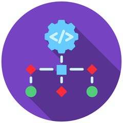 Data Structure mini illustration rounded flat color icon, use for machine learning, education, technology industry, UI, UX kit, app and web development, digital or print.