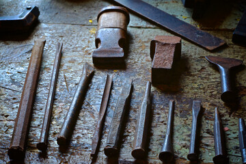 Antique work tolls in the wood workshop
