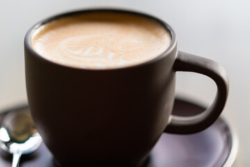 Close-up of a cup of cappuccino.