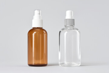 Two skincare bottles side-by-side: one with a vague label, the other clear and clean – visual comparison.