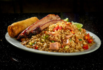primer plano de arroz chino