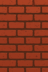 Seamless textured red brick wall surface. Rough industrial pattern. Construction masonry background. Vector cartoon illustration for architecture, urban design, renovation, building, wallpaper.