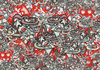 Bright backdrop with heart and linear elements for textiles or dynamic posters. Colorful festive backdrop for invitation cards, batiks, carpets, covers, interiors, tiles, prints, wallpaper, fabrics