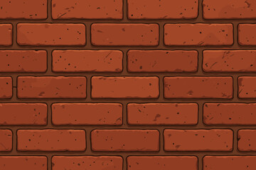 Vector cartoon red brick wall background. Seamless pattern with textured bricks. Industrial masonry texture for building exterior, loft interior design or urban wallpaper concept.