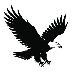 Fototapeta premium Majestic eagle silhouette in flight isolated on white background