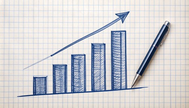 Growth chart sketch on notebook. - Powered by Adobe