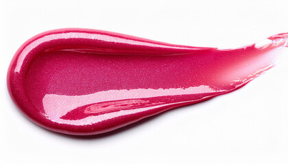 pink lip gloss swatch texture glossy liquid shiny lipstick smear smudge isolated on white background shimmer beauty makeup product brush stroke