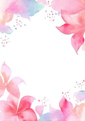 A soft, artistic floral frame with watercolor flowers and line sketches, surrounding a central white space for creative use