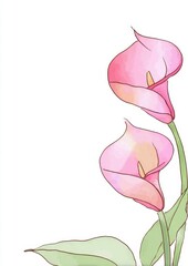 A soft, artistic floral frame with watercolor flowers and line sketches, surrounding a central white space for creative use