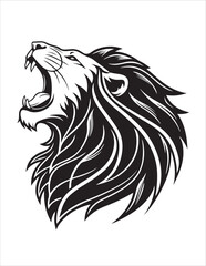 Fototapeta premium Majestic Lion Silhouette Vector – Roaring King of Jungle Clipart, Tribal Lion Heads & Powerful Animal Poses