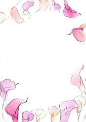 A soft, artistic floral frame with watercolor flowers and line sketches, surrounding a central white space for creative use