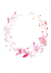 A soft, artistic floral frame with watercolor flowers and line sketches, surrounding a central white space for creative use