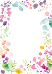 A soft, artistic floral frame with watercolor flowers and line sketches, surrounding a central white space for creative use