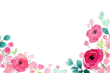 A soft, artistic floral frame with watercolor flowers and line sketches, surrounding a central white space for creative use