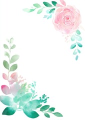 A soft, artistic floral frame with watercolor flowers and line sketches, surrounding a central white space for creative use