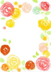 A soft, artistic floral frame with watercolor flowers and line sketches, surrounding a central white space for creative use