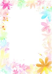 A soft, artistic floral frame with watercolor flowers and line sketches, surrounding a central white space for creative use