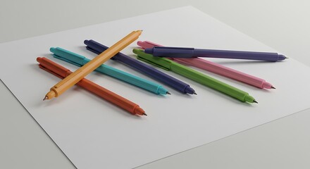 set of colored pens on a sheet of paper