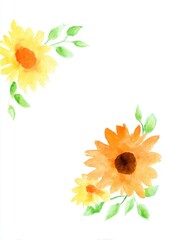 A soft, artistic floral frame with watercolor flowers and line sketches, surrounding a central white space for creative use
