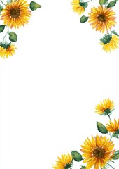 A soft, artistic floral frame with watercolor flowers and line sketches, surrounding a central white space for creative use