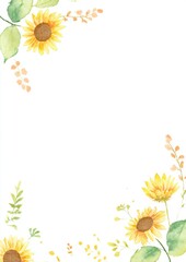 A soft, artistic floral frame with watercolor flowers and line sketches, surrounding a central white space for creative use