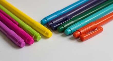 set of colored pens on a sheet of paper