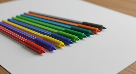 set of colored pens on a sheet of paper